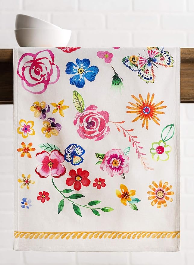 Maison d' Hermine Table runner 100% Cotton Double Layer Table Runners 72 inches long Decorative for Home Kitchen Dining Party Wedding Bridal Shower Spring Summer (Happy Florals - Sweety, 14.50" x 72")