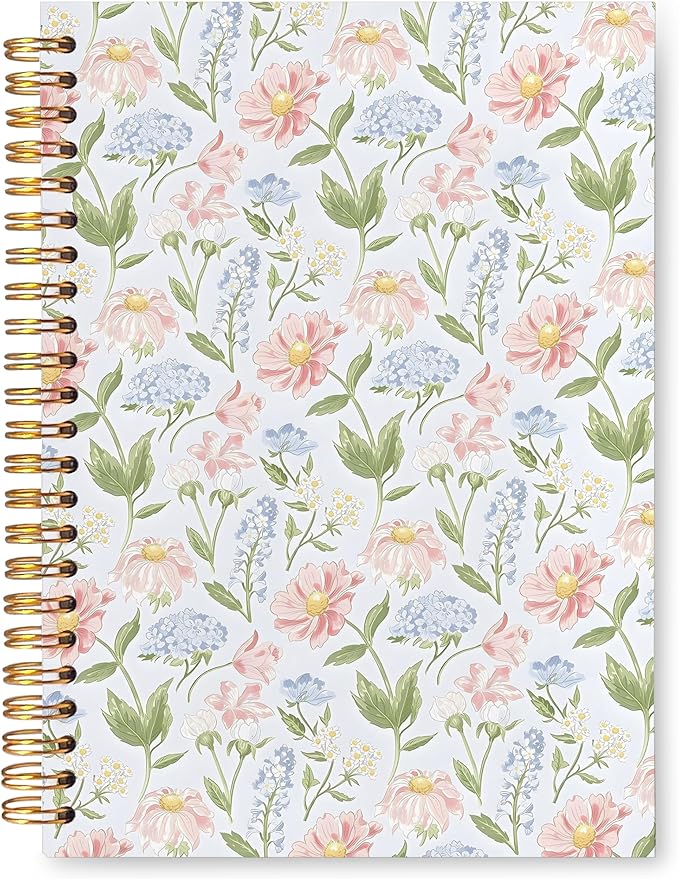 VIIJJUE Floral Notebook, Flower Journals for Writing, Hardcover Spiral Notebooks, 5.5x8.3 Inch