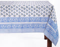 ATOSII Gulbahar Blue 100% Cotton Fall Rectangle Tablecloth, Hand Block Print Washable Table Cover, Christmas Parties Buffet Dining, Weddings, Thanksgiving Autumn Home Decor, 60 X 108 Inches 8 Seater