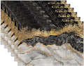 Black Gold Marble Placemats Set of 6 Washable Table Mats for Kitchen Dining Table,Heat-Resistant Place Mats for Indoor Outdoor Party Holiday Decoration