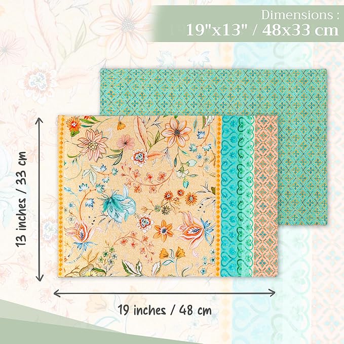 Maison d' Hermine Placemats Set of 4 100% Cotton Washable Cloth Place Mats, Reusable Table Mats for Kitchen Dining Decoration, Party, Wedding, Restaurant Spring/Summer (Luxury Loft - Peach, 13" x 19")