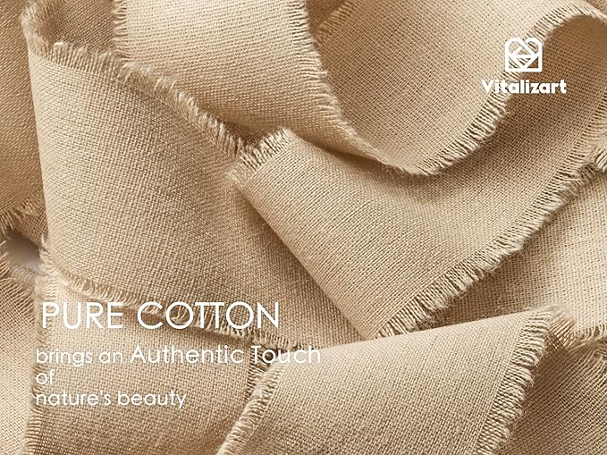 Vitalizart Nude Ribbon 1-1/2" x 15 Yd 100% Cotton Handmade Frayed Fringe Fabric Ribbons for Gift Wrapping Wedding Invites Bridal Shower Bouquets Christmas Decorations