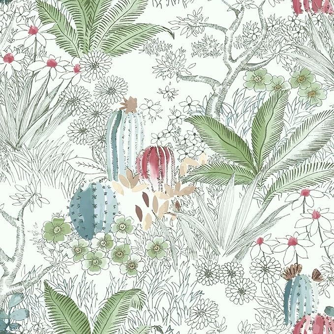 Erfoni 17.7x236.2inch Floral Peel and Stick Wallpaper - Flower Vintage Green Leaf Contact Paper - Self Adhesive DIY Removable Wall Covering for Home
