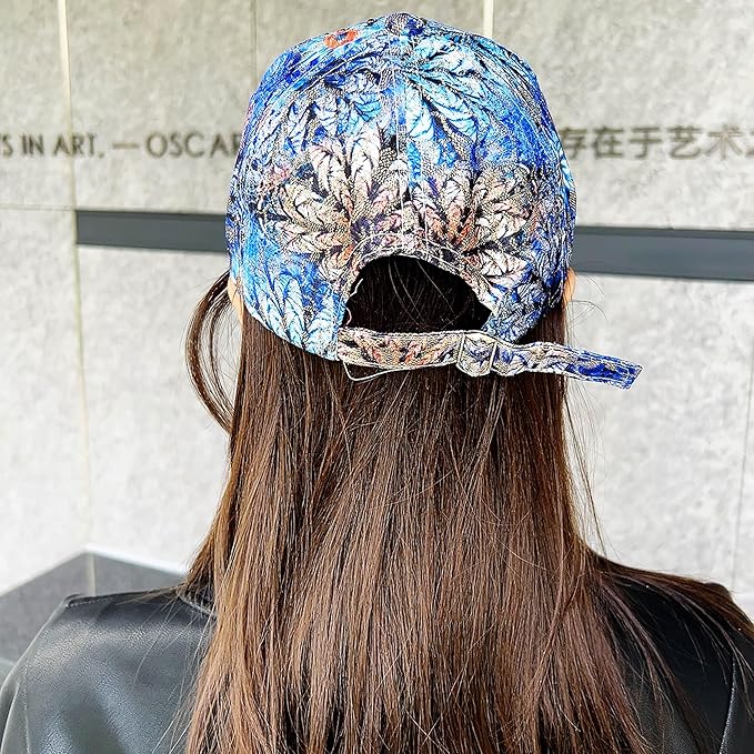 Bling Baseball Caps for Women, Rhinestone Summer Flower Baseball Hat, Adjustable Spring Fall Denim Sequin Jean Hat