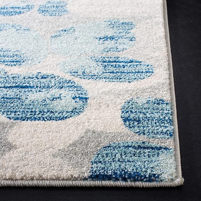 SAFAVIEH Evoke Collection 8' x 10' Grey/Light Blue EVK236J Floral Non-Shedding Living Room Bedroom Dining Home Office Area Rug
