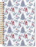 VIIJJUE Blue and White Chinoiserie Christmas Santa Notebook for Women, Vintage French Country Toile de Jouy Journal, Xmas Red Santa Holiday Hardcover Spiral Notebooks, 5.5x8.3 Inch-02
