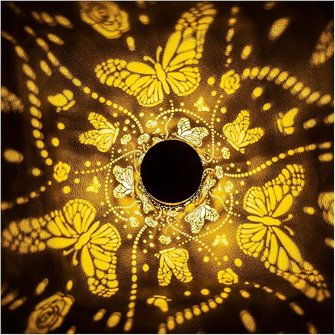 Christmas Gifts for Women Butterfly Solar Lanterns Outdoor Waterproof Hanging Solar Lights Butterfly Gifts for Women Men Metal Decorative LED Lanterns for Garden Decor,Yard,Patio,Lawn,Tabletop,Pathway