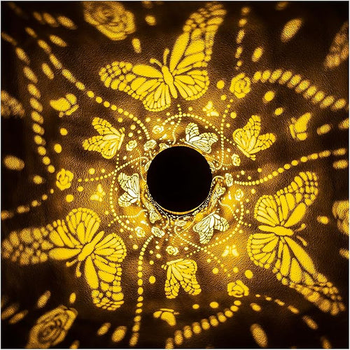 2 Pack Butterfly Solar Lanterns Outdoor Waterproof Hanging Solar Lights Butterfly Gifts for Women Men Metal Decorative LED Lights for Garden Decor,Yard,Patio,Lawn,Tabletop,Pathway,Landscape