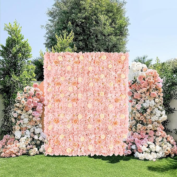 YOUMEHOME Flower Wall Backdrop Artificial Flowers - 5ftx3.74ft Flower Wall Floral Wall Panels for Wedding Backdrop - Home Party - Baby Shower Decoration