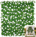 Large Size 8×8 Ft 3D Artificial Flower Wall Panels, Quick Assembly Storage White Floral Greenery Fake Backdrop Fence Screen for Wedding Baby Show Birthday Party Indoor Outdoor Garden Home Decor