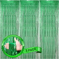 3 Pack 3.3 x 8.2 ft Laser Green Foil Fringe Backdrop Curtains, Tinsel Streamers Birthday Party Decorations, Fringe Backdrop for Graduation, Baby Shower, Gender Reveal, Disco Party