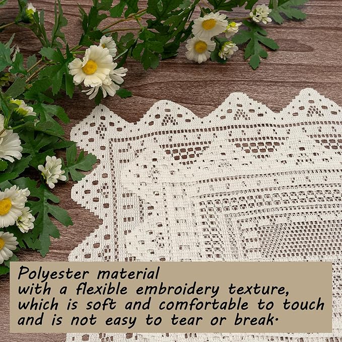 Jayla 2 Pcs Rectangle Lace Placemats for Tables Embroidered Lace Tablemats Vintage Crochet Floral Table Runner Vintage Wedding, Tea Party Decor,12x17 Inch