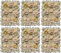 6 Pack Artificial Flower Wall Panels 24" x 16" Flower Wall Panel Wall Backdrop Faux Hydrangea and Rose Flower Backdrop Panels for Flower Wall Decor Wedding Party Event Decoration (6 PCS, Khaki)