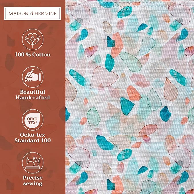 Maison d' Hermine Placemats Set of 4 100% Cotton Washable Cloth Place Mats, Reusable Table Mats for Kitchen Dining Decoration, Party, Wedding, Restaurant Spring/Summer (Summer Picnic, 13" x 19")