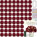 64PCS Artificial Hydrangea Flowers with Stems, Silk Hydrangea Heads with LED Decorative Lights, Crystal Strings & Butterfly Accents for Wedding Centerpieces and Home Decor(64, Burgundy)