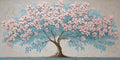 IDAFU Pink Tree of Life Canvas Wall Art Pink Flower Tree Wall Décor Abstract Pink Flowering Tree on Teal Blue Nature Landscape Painting Ready for Living Room, Bedroom, Office Home Décor 40L x 20W