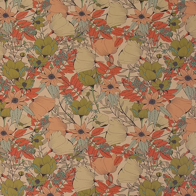 Aimyoo Kraft Floral Wrapping Paper Roll - Mini Roll - 17 Inch x 16.4 Feet - All Occasion Vintage Flower Gift Wrap Paper for Mother's Day Wedding Birthday Bridal Shower