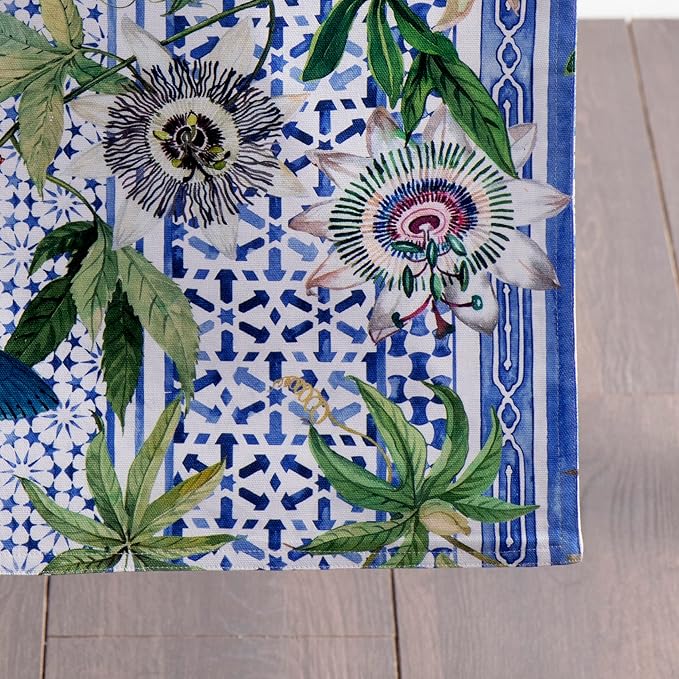 Maison d' Hermine Table runner 100% Cotton Double Layer Table Runners 72 inches long Decorative for Home Kitchen Dining Party Baby Shower Wedding Bridal Shower Spring Summer (Passiflora, 14.50" x 72")