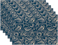 Ocean Coral Teal Placemats Set of 6,Washable Heat Resistant 12×18 Inch Linen Table Mats Coastal Place Mats for Party Outdoor Dining Décor