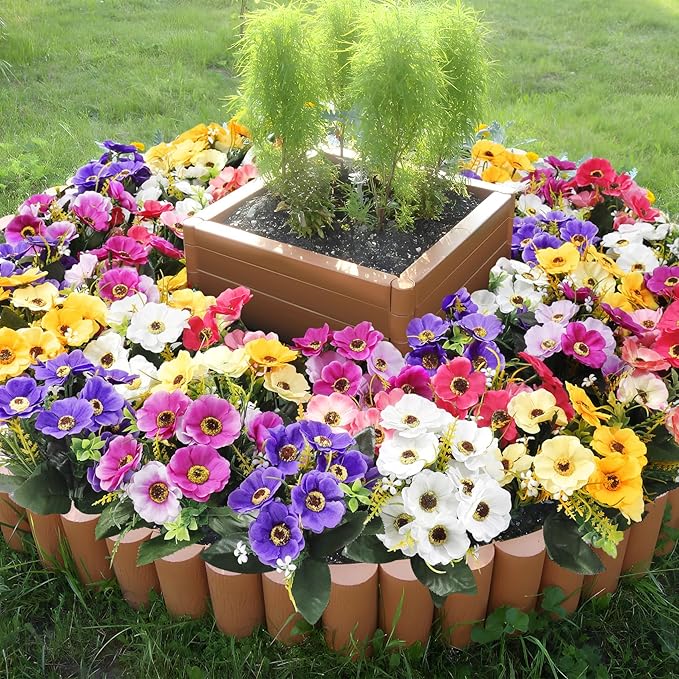 Ouddy Decor 12 Bundles Artificial Flowers for Outdoors Decoration, Fake Daisy Silk Flowers UV Resistant Artificial Plants for Spring Summer Garden Porch Window Box Room Home Decor, Mixed Color
