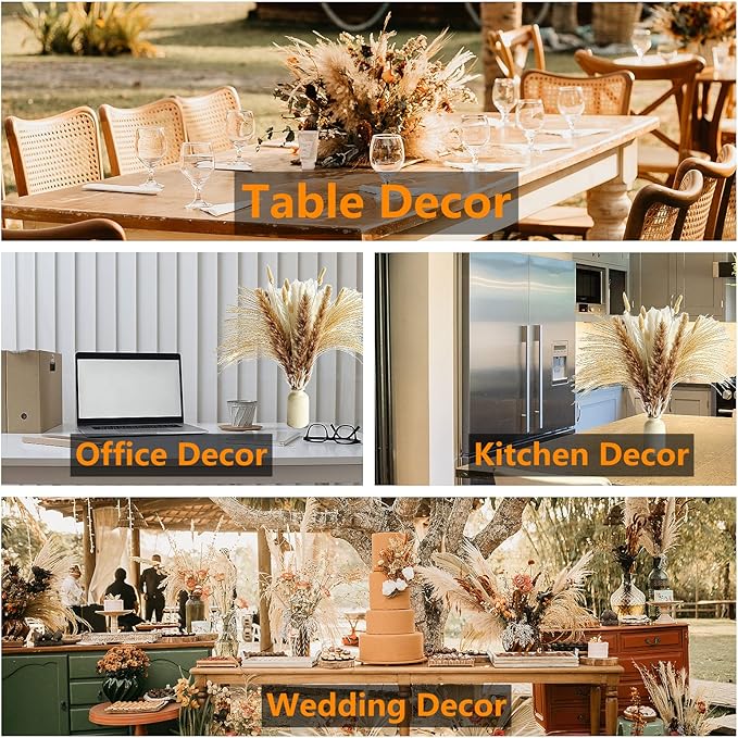 10 Stems 46" inch White Pampas Grass Decor Tall, Large Pompas Grass, Boho Neutral Home Decor Bouquet, Fluffy Pampass Grass for Floor Vase Wedding Floral Arrangements Wall Farmhouse Table Decor