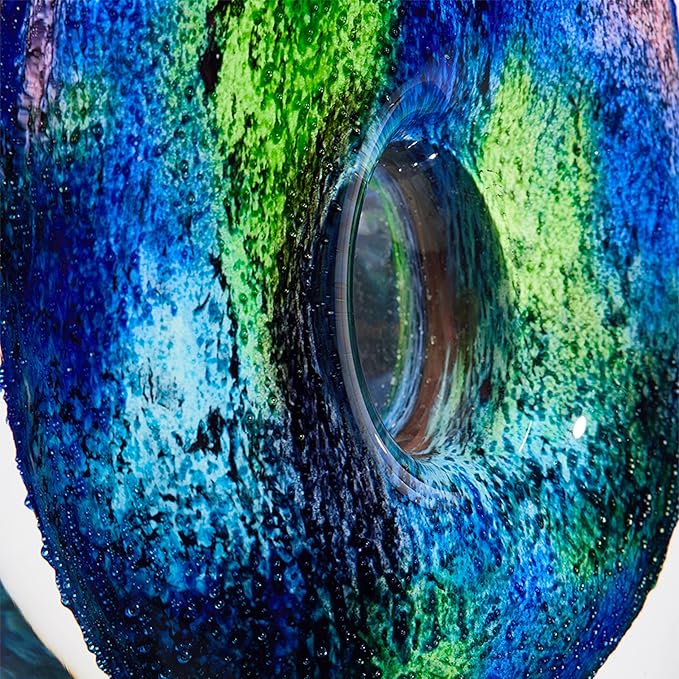Luxury Lane Hand Blown Abstract Hollow Tear Drop Sommerso Art Glass Sculpture for Home Decor 14 inch Tall Centerpiece Table Decoration