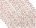 Placemats,Pink Grey White Hexagonal Marble Placemats 12x18 Inch Waterproof Non-Slip Washable Table Mats for Kitchen Dining Party Table Decor,Set of 6
