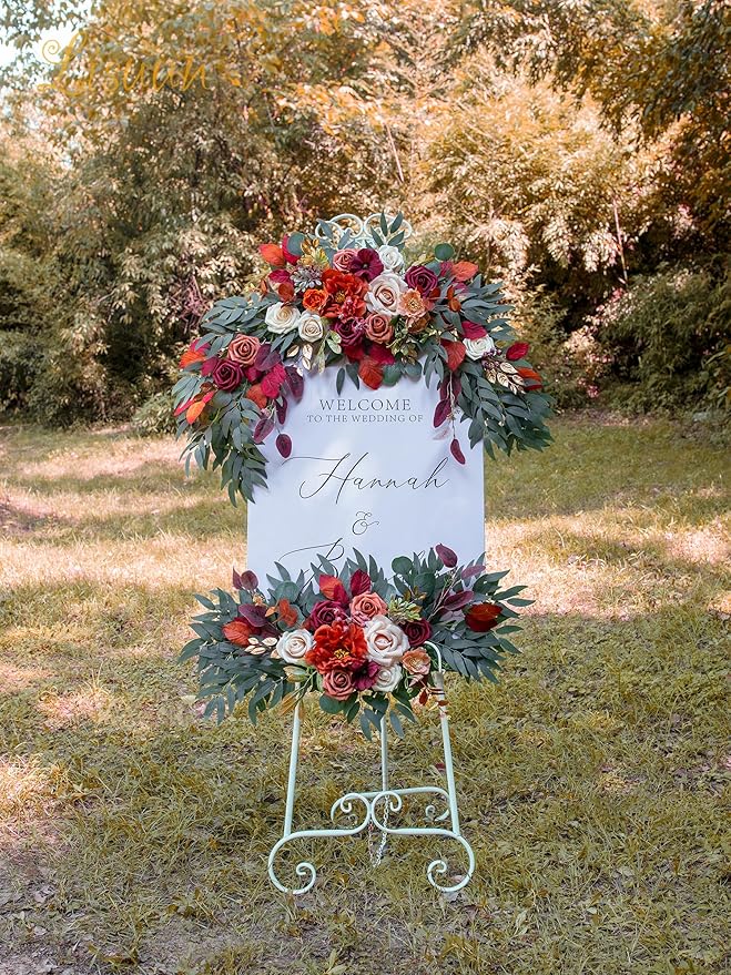 Wedding Arch Flowers, Artificial Flowers for Decoration, Large Flower Swag for Boho Styles Wedding Ceremony Floral Decor - Pack of 2