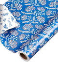 American Greetings 175 sq. ft. Reversible Wrapping Paper for Weddings, Baby Showers, Bridal Showers, Anniversaries, Birthdays and All Occasions, Blue Floral Damask (1 Roll, 30 in x 70 ft.)