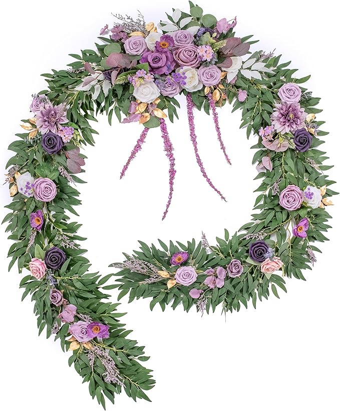 9FT Wedding Arch Flower Garland, Handmade Wedding Table Decorations,Head Table Floral Decor for Noble and Charming Wedding Ceremony