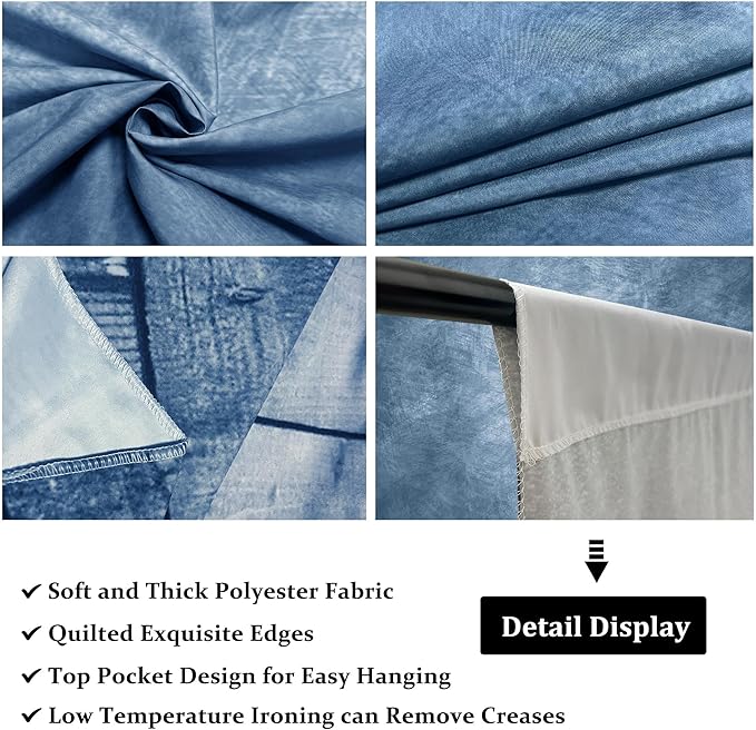 Professional Abstract Portrait Photography Backdrop,Wall with Wood Floor Backdrop for Kids Photography Baby Newborn Cake Smash Photo Shoots Hypoallergenic Fabric Photography Props-Blue-8x10ft,No Stand