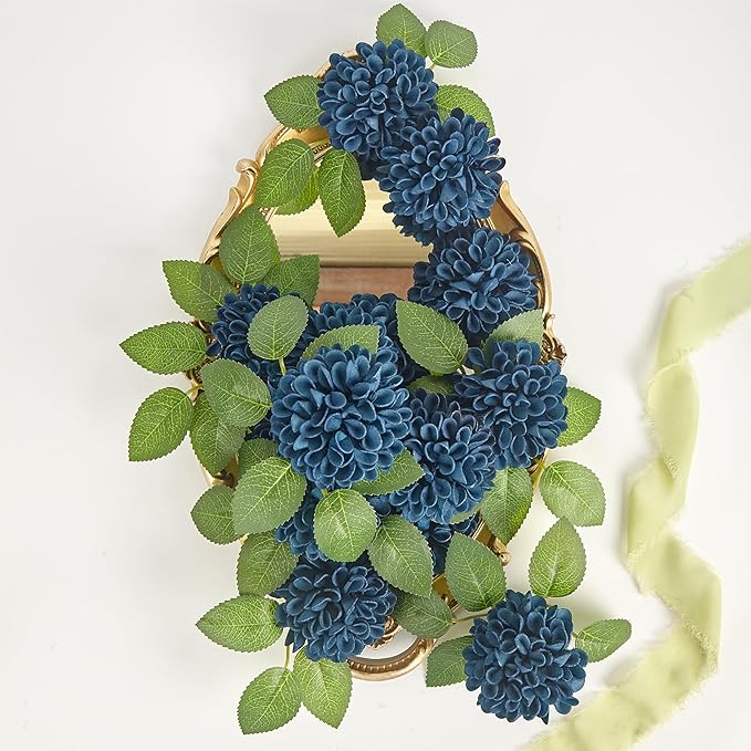 Artificial Flowers, 25pcs Artificial Rose for DIY Wedding Bouquets Centerpieces Arrangements, Navy Blue Dahlia Flowers with Stems for Bridal Shower Party Home Decoration