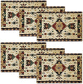 Southwestern Placemats Set of 6, Farmhouse Boho Ethnic Place Mats, Rustic Turkish Dining Table Mats, Washable Placemats for Kitchen Dining Room Home Decor 18L'' × 12W''