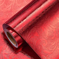 LeZakaa 3D Embossed Floral Foil Gift Wrapping Paper, Vintage Flower Metallic Foil for Birthday Christmas Party Holiday Gift Wrap, for DIY Crafts Scrapbook, Large Roll 30 inch x 32.8 Ft(Red)