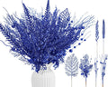 30 Pcs Artificial Christmas Tree Picks and Sprays Glitter Berry Stem Branches Holly Floral Picks Twigs Christmas Tree Ornaments for DIY Xmas Wreath Vase Filler Decorations(Royal Blue)
