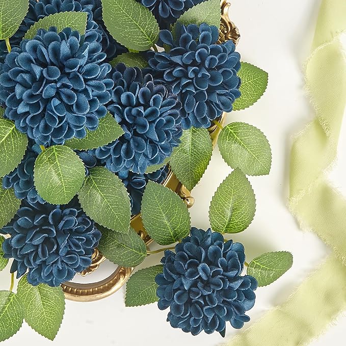 Artificial Flowers, 50pcs Artificial Rose for DIY Wedding Bouquets Centerpieces Arrangements, Navy Blue Dahlia Flowers with Stems for Bridal Shower Party Home Decoration
