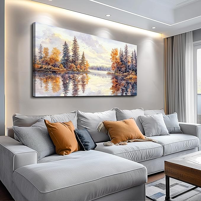 PHAOHUAXM Abstract Ink Landscape Painting Wall Art Painting Modern Canvas Print Natural Landscape Art Pictures Living Room Dining Room Wall Decor Bedroom Office Home Decoration Aesthetics 20x40 In