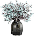 Babys Breath Silk Artificial Flowers Bulk With Vase 10pcs for Fall Decor Fake flower bouquet Bulk for Home Kitchen Indoor Bouquet Floral Arrangement Table Centerpieces Party Decor(Grey Blue)