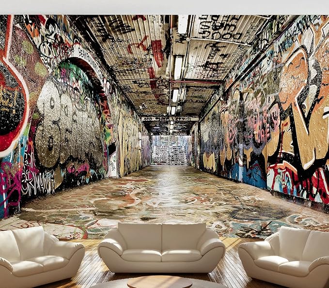 Cliouar-Graffiti on The Underground Crosswalk in The Tunnel Peel and Stick 160" x 114"