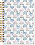 VIIJJUE Cute Bow Hydrangea Floral Notebook, AestheticJournal, Blue and Pink Flowers Notebooks for Note Taking, Blue and Pink Office Supplies, Hardcover Spiral Journal 5.5x8.3 Inch