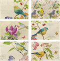 Bird Placemats Set of 6,Washable Heat Resistant Table Mats Vintage Place Mats for Kitchen Dining, Cozy Fall Winter Decor, Bird Floral Pattern