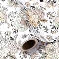 WRAPAHOLIC 30 Inch Floral Wrapping Paper - 30 Inch X 33 Feet - Vintage Floral Printed on White Pearlized Paper Design for Wedding, Birthday, Mother's Day, Party