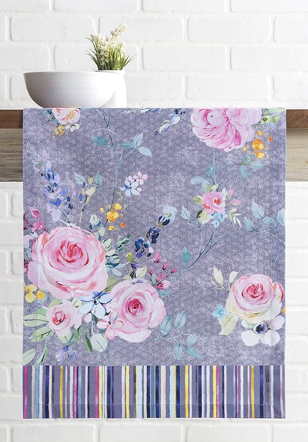 Maison d' Hermine Table Runner 100% Cotton Single Layer Table Runners 108 inches Long Decorative for Home Dining Party Wedding Bridal Shower Spring Summer (Sweet Rose Lavender - Lush, 14.50" x 108")