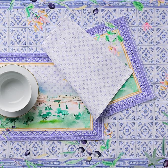 Maison d' Hermine Placemat 100% Combed Cotton Premium Cloth Placemats 13"x19" Washable Place Mats, Home, Kitchen, Dining, Cocktail Parties & Camping -Luberon (Set of 4)