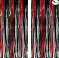 Black Red Party Streamers Backdrop - GREATRIL Foil Fringe Tinsel for Stranger/Friday Party/Halloween Party Decorations - 3.2ft X 8.2ft - 2 Packs