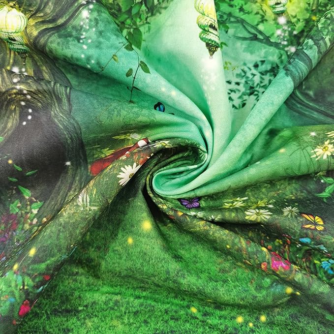 Riyidecor Fairy Wonderland Garden Backdrop Green Princess Birthday 5Wx7H Feet Enchanted Green Backdrop for Baby Shower Birthday Party Photo Studio Shoot Reusable Fabric