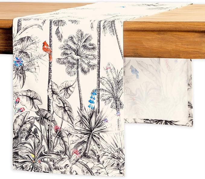 Maison d' Hermine Table Runner 100% Cotton Single Layer Table Runners 36 inches Long for Thanksgiving Christmas Decorations Home Kitchen Dining Party Wedding (Amazonia, 14.5" x 36")