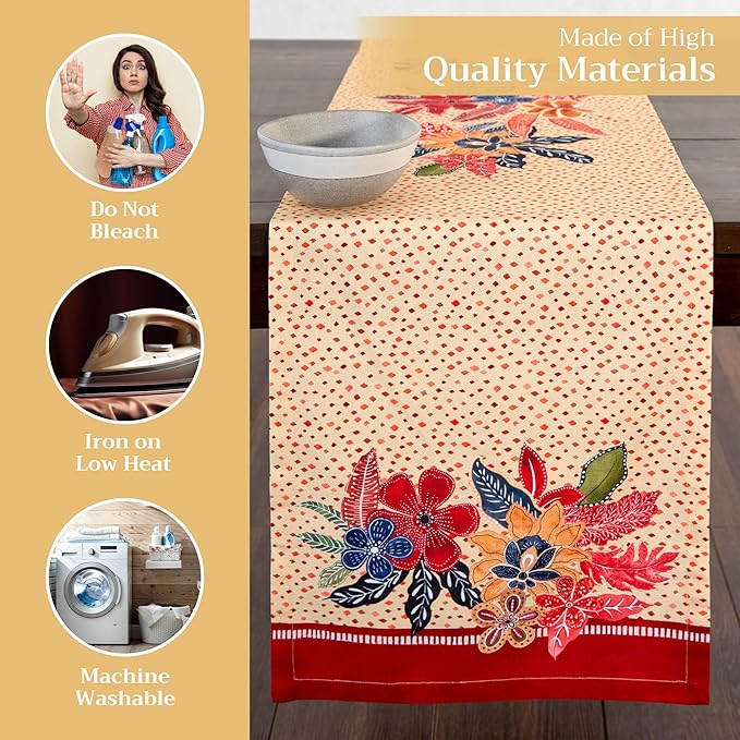 Maison d' Hermine Table Runner 100% Cotton Double Layer Table Runners 108 inches Long for Thanksgiving Christmas Decorations Home Kitchen Dining Party Wedding (Kalahari, 14.5" x 108")