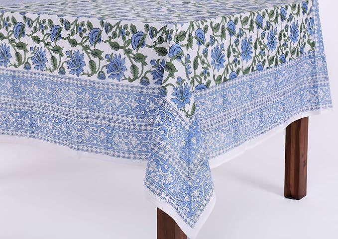 ATOSII Taj 100% Cotton Fall Tablecloth, Handblock Print Rectangle Table Cover for Kitchen Dining Linen I Parties, Thanksgiving, Christmas, Wedding, Table Cloth I 72 X 140 Inches I 12 Seater
