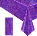 1 Piece Purple Holographic Laser Tablecloths Iridescence Shiny Table Covers 40" x 108" Aqua Foil Rectangle Table cloths for Halloween Undersea Ocean Birthday Party Winner Wedding Party Décor